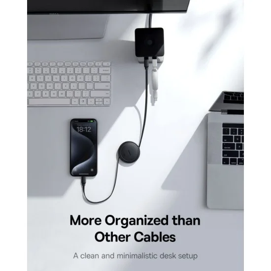 Baseus Free2Pull Mini 1m USB-C to USB-C 60W Charging Cable – Black